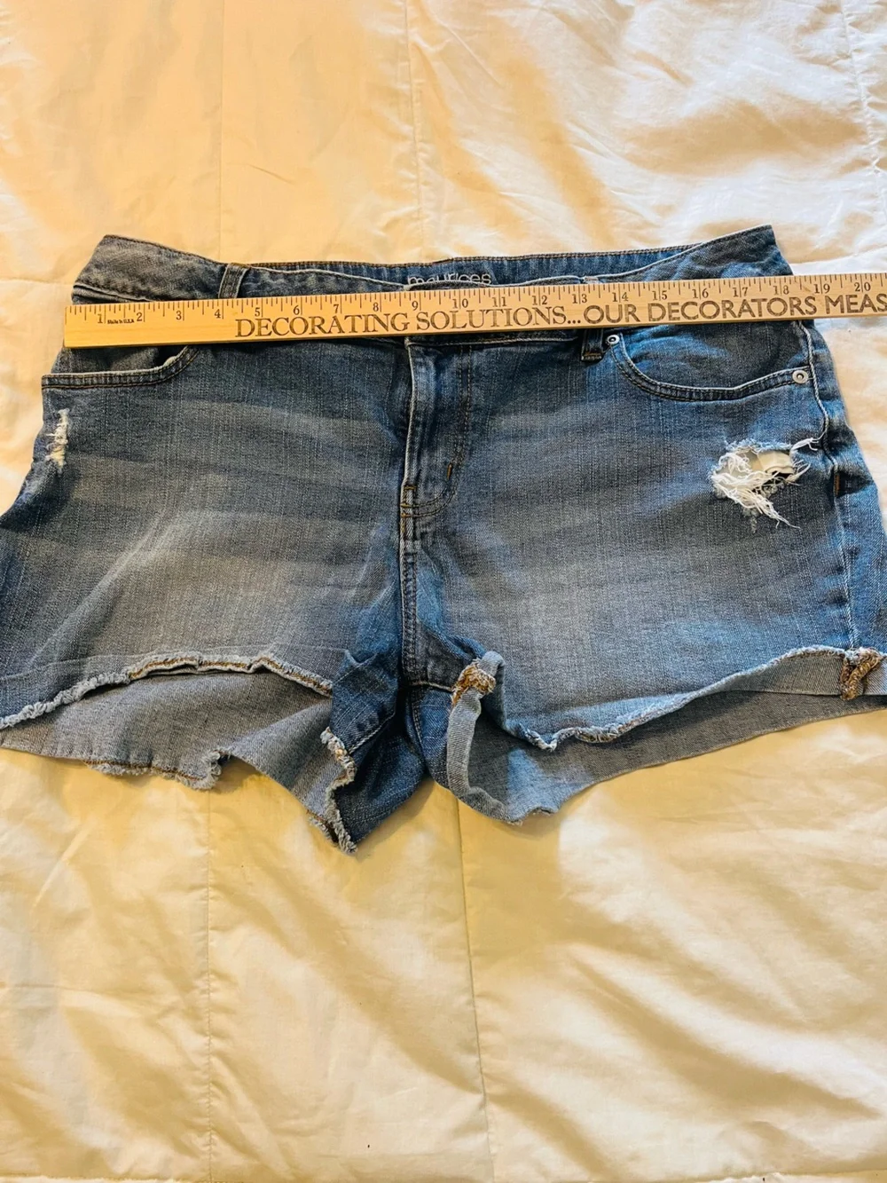 Maurices Light Blue Distressed Denim Shorts - Women's